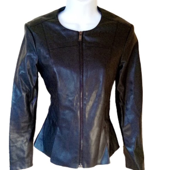 Zara Jackets & Blazers - ZARA  Black Peplum Faux Leather Jacket Size XS